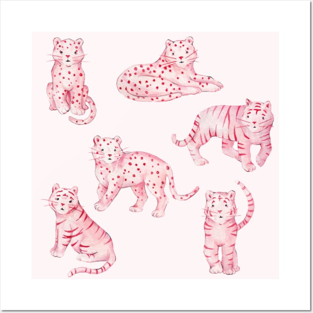 Cute Tigers Cheetahs Leopards Kawaii Wall Art by wanderinglaur